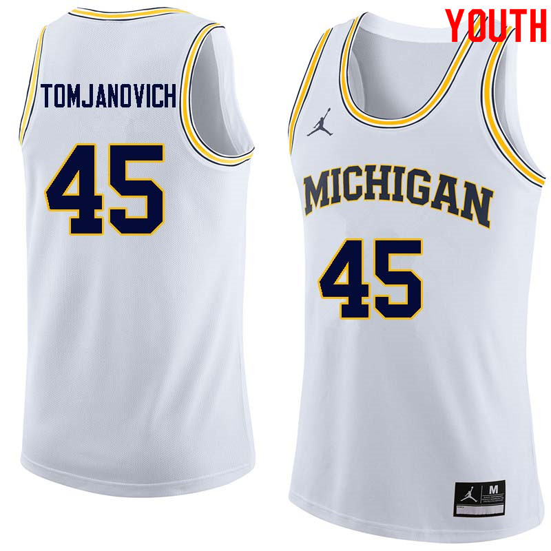 Youth #45 Rudy Tomjanovich Michigan Wolverines College Basketball Jerseys Sale-White